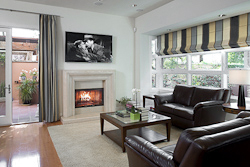 High-end real estate photography elegant condo living room in West Los Angeles, CA. by Tom Hunter Photography